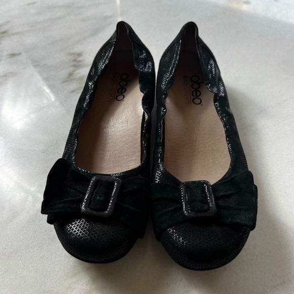 ABEO Biosystem Tabitha Black Shimmer Bow Ballet Flats Shoes Women's Size 7N - Picture 1 of 8